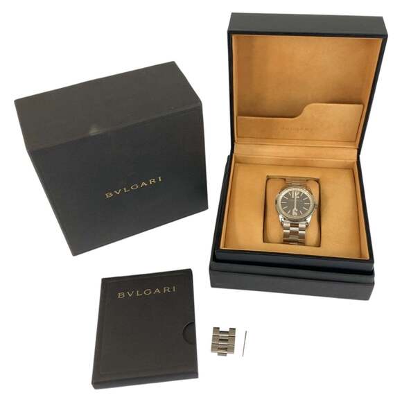 BVLGARI Solotempo Silver Stainless Steel Watch ST37S, Quartz Movement, Dial, ...